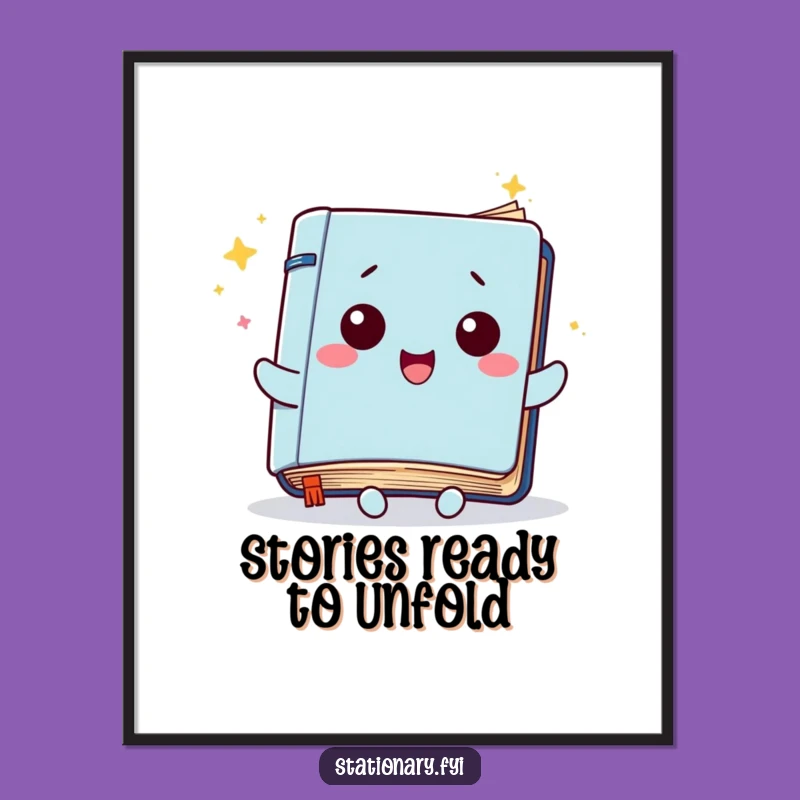 Funny Kawaii Notebook Digital Art: Instant Creative Spark, Printable Wall Art Gift