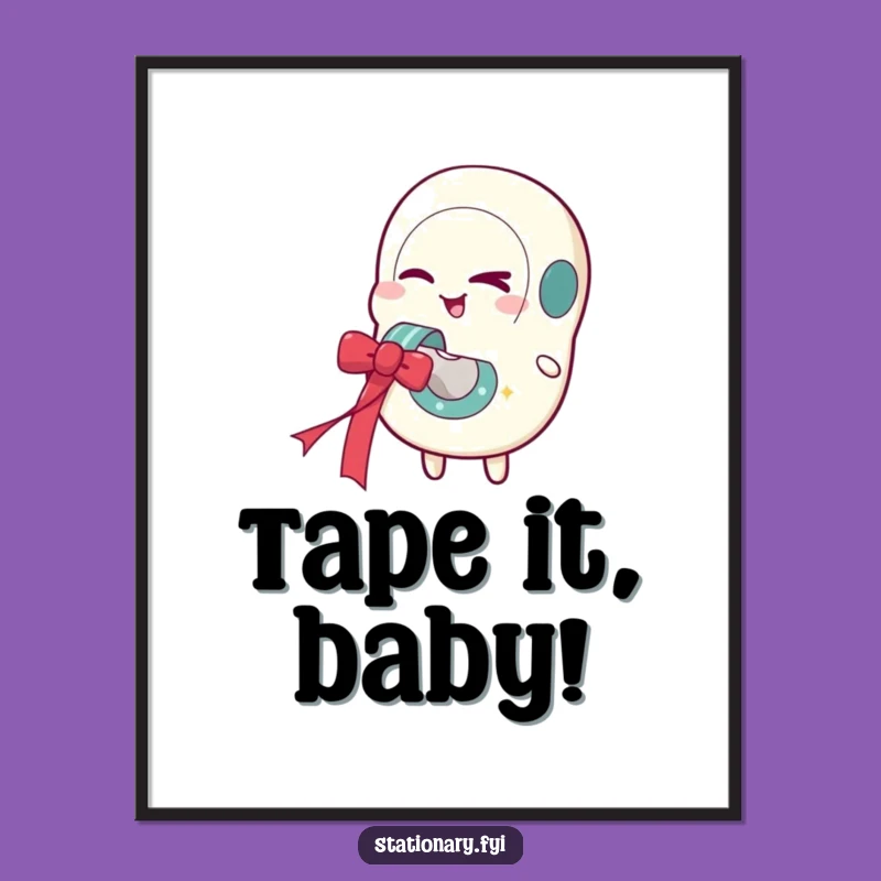 Funny Tape Dispenser Art: Winking Ribbon Whimsy, Digital Download Gift