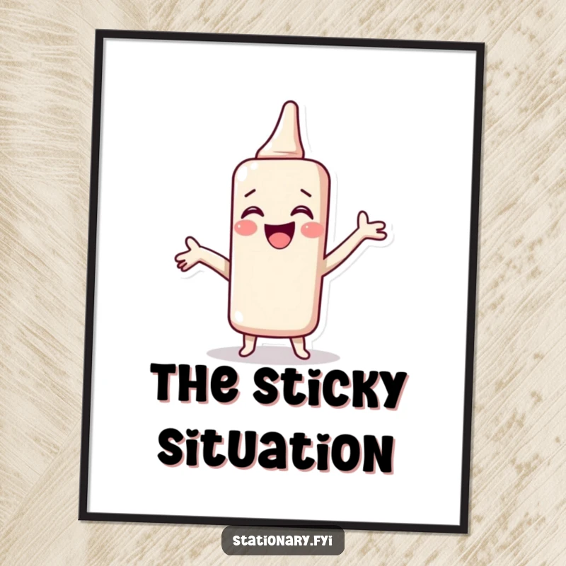 Funny Glue Stick Digital Art Print, giggling and spreading joy, perfect for instant wall decor and as a humorous, bonding gift.