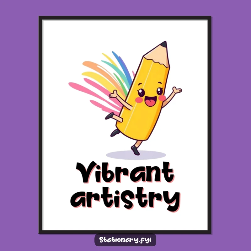 Funny Playful Pencil Digital Art: Cartwheel Art Character Print Gift