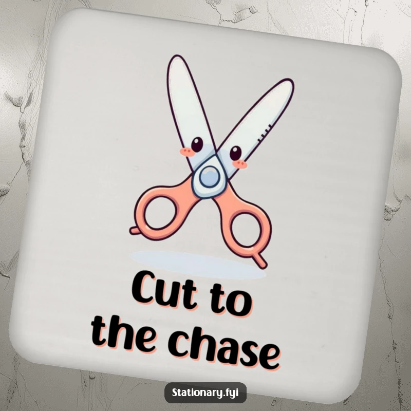 Funny Coaster: Playful scissors character dancing, protecting surfaces with a humorous and eye-catching design for any home bar.