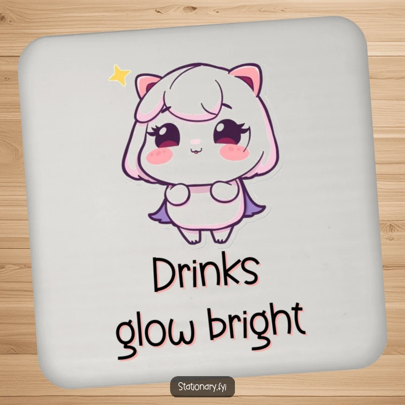 Funny drink coaster featuring a winking highlighter drawing a glowing line, adding bright humor to tables.
