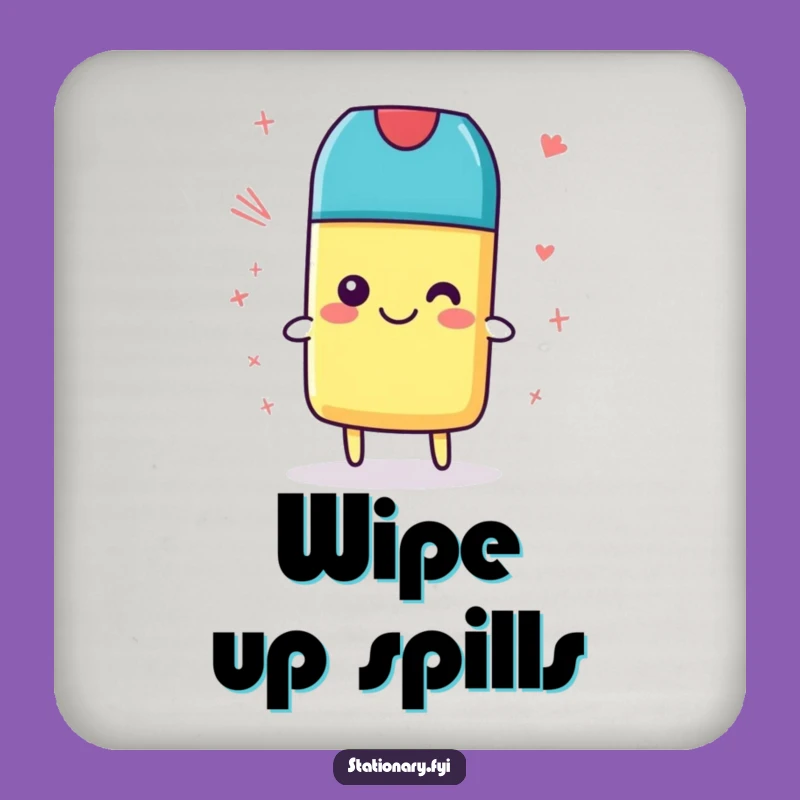 Funny Eraser Drink Coaster - Protect Surfaces with Humorous Tidiness, Hilarious Gift for Any Table!