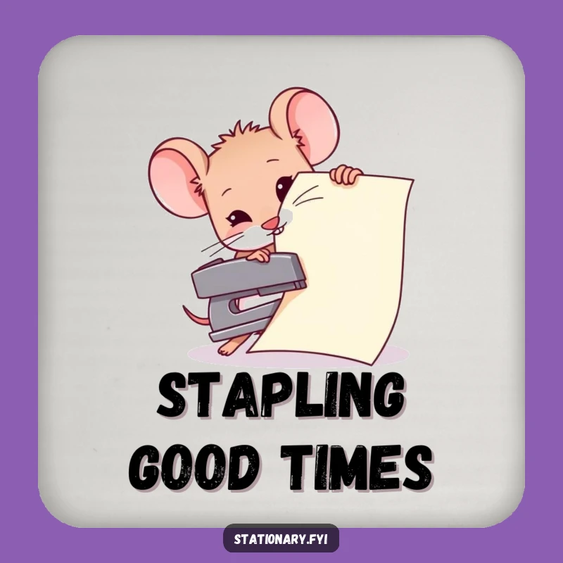 Funny Mouse Stapling Giant Paper Coaster, Protect Surfaces with Humor