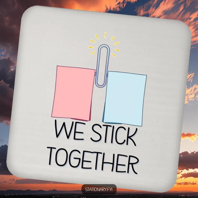 Funny Paperclip Coasters: Smiling paperclips humorously linking papers, protecting surfaces with office-themed fun.