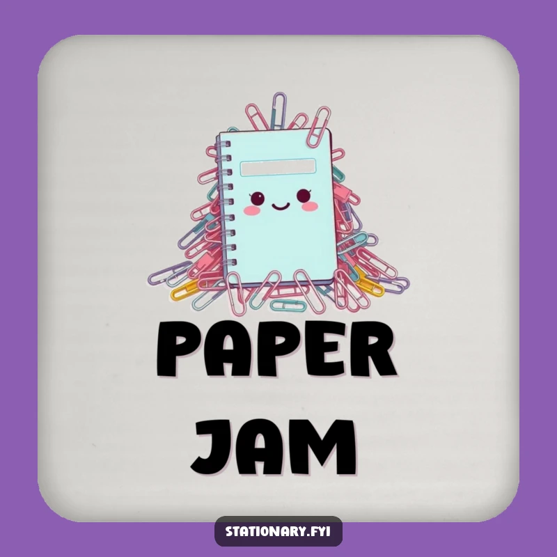 Funny Coaster: Tiny Notebook's Paperclip Peril - Protect Surfaces with Humor!