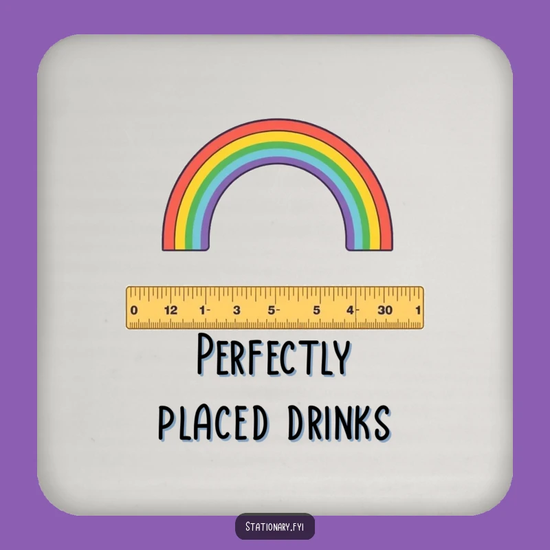 Funny Coaster Set: Protect Surfaces with a Ruler & Rainbow