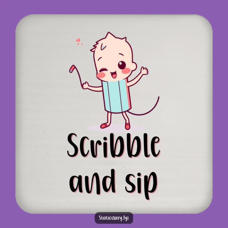 Funny Kawaii Pencil Coaster Set: Protect Surfaces with Art, Cute & Funny Gift