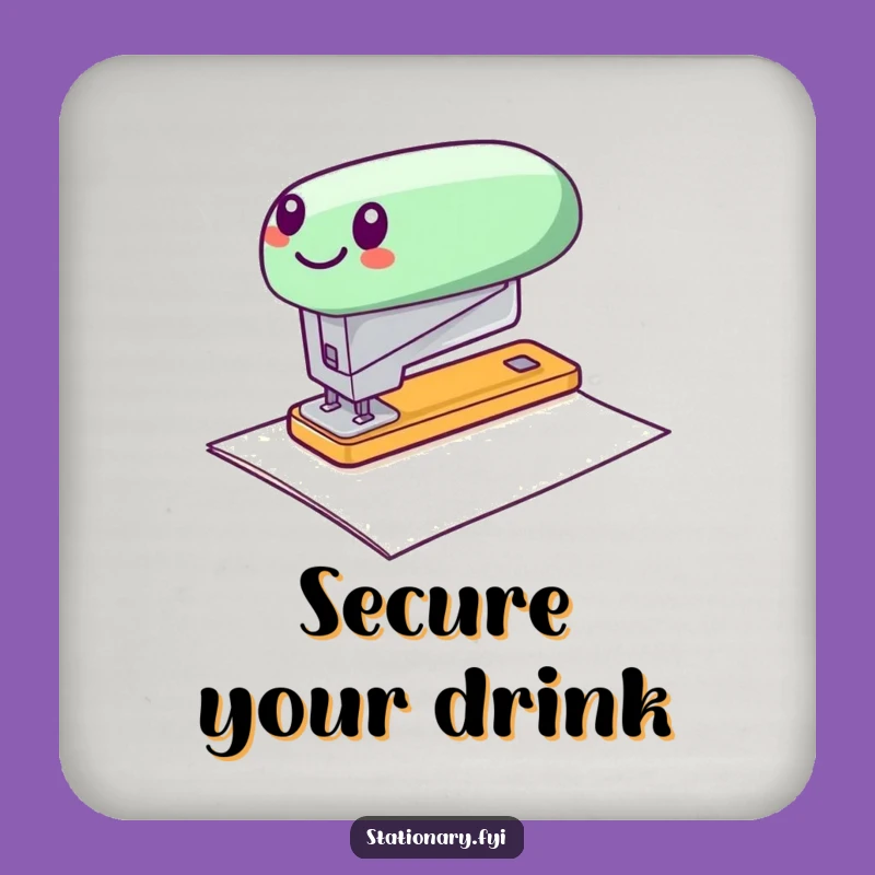 Funny Stapler Zip Coaster - Protect Surfaces with Office Flair