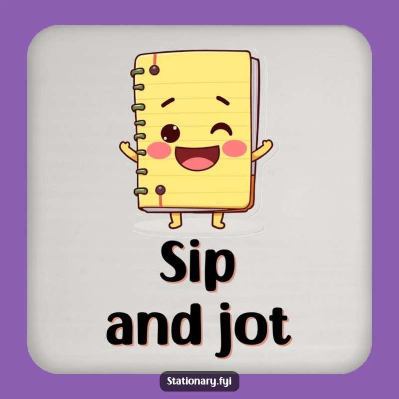 Funny Wobbly Notebook Coaster - Big Smile Drink Protection & Humor