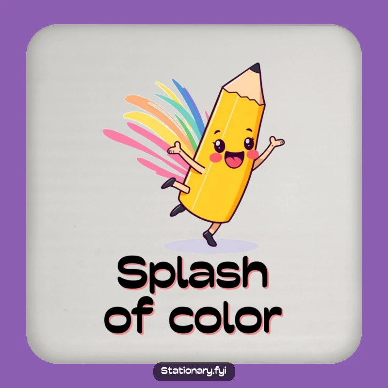 Funny Playful Pencil Coaster: Cartwheel Art Character Fun Decor Gift