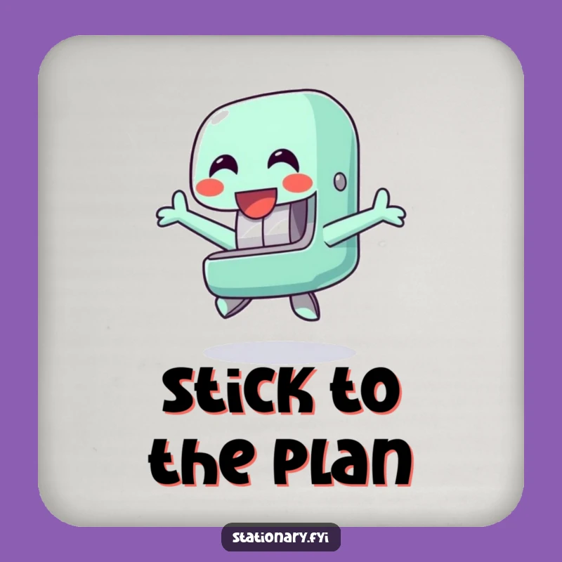 Funny Happy Stapler Coaster - Cheerful Jump Drink Protection & Office Humor