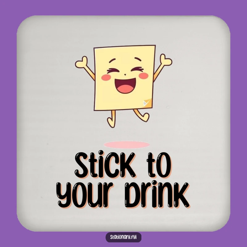 Funny Bouncing Sticky Note Coaster Protect Surfaces With Hilarious Joyful Art