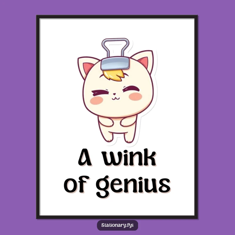 Funny Binder Clip Poster: Mischievous Wink for Playful Decor