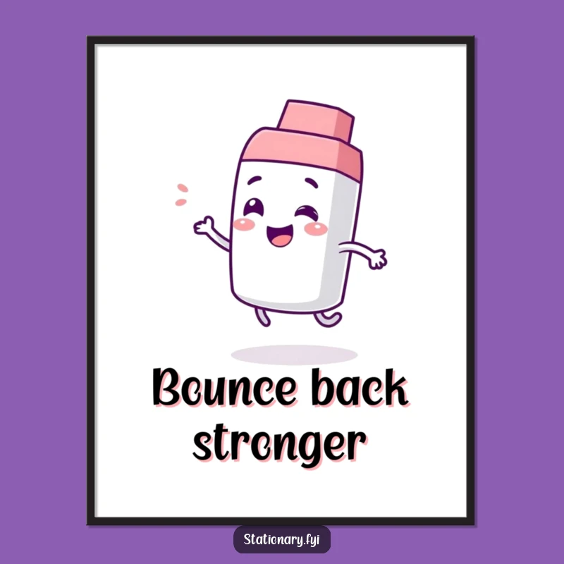 Funny Giggling Eraser Poster - Playful Bounce Art Print for Humorous Decor