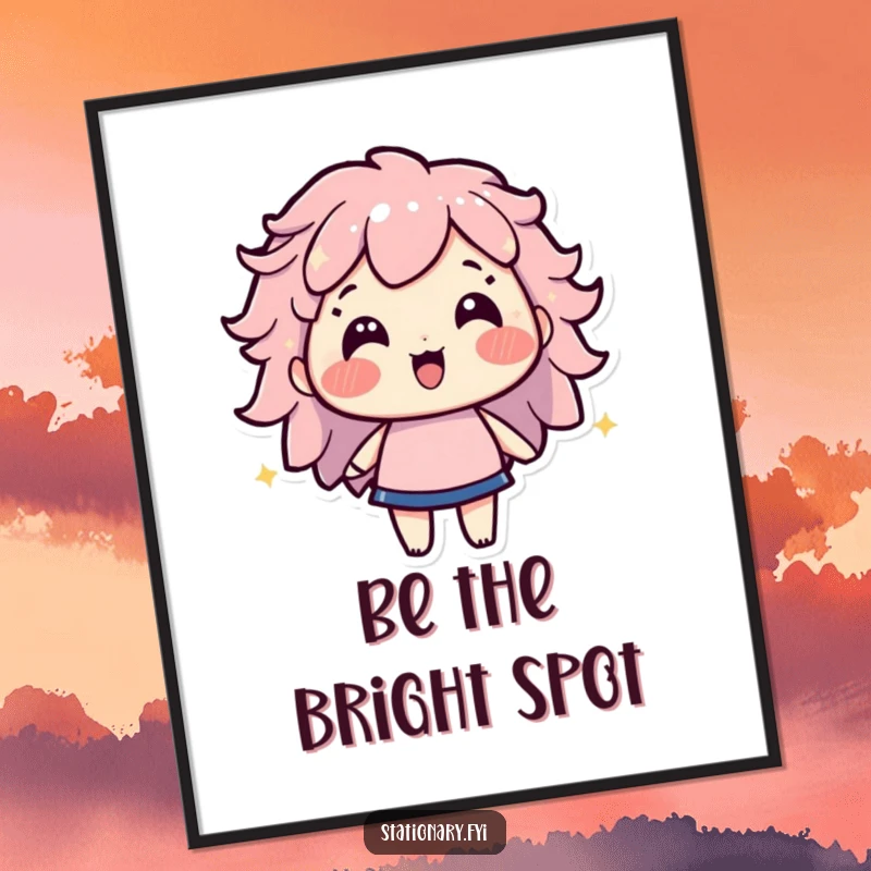 Funny poster displaying a beaming highlighter character emitting bright light, creating a cheerful and humorous wall art.