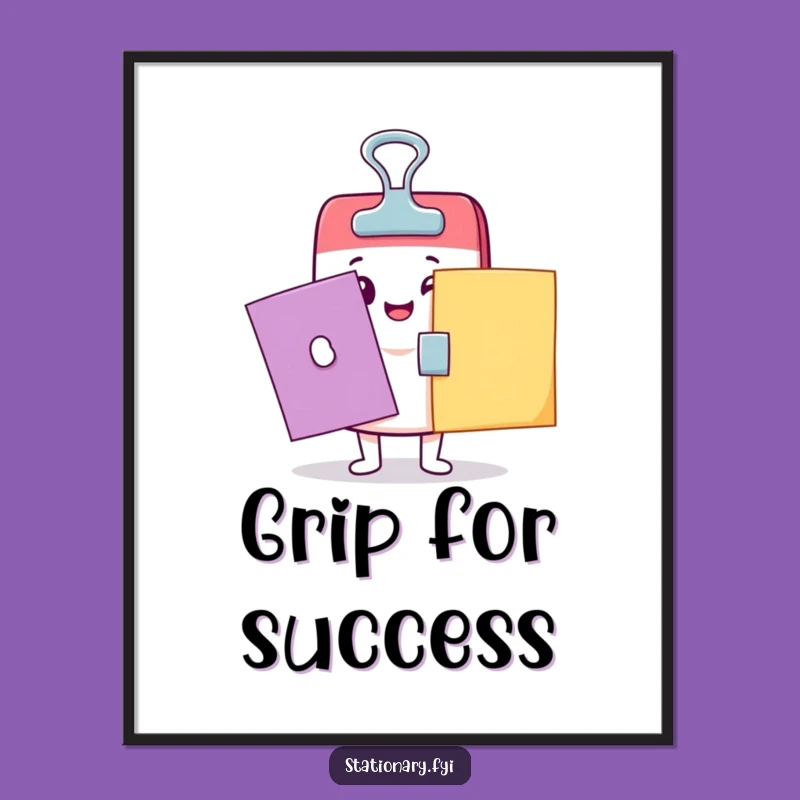 Funny Kawaii Binder Clip Poster: Adorable Art to Brighten Your Walls Instantly