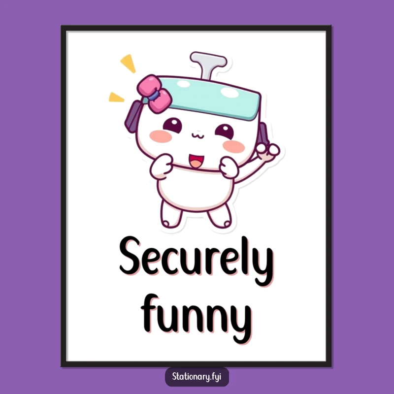 Funny Kawaii Binder Clip Poster - Playful Pinch Wall Art Gift