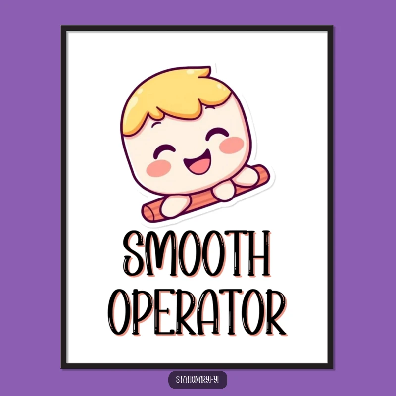 Funny Kawaii Glue Stick Poster - Smooth Sliding Smile Art Gift