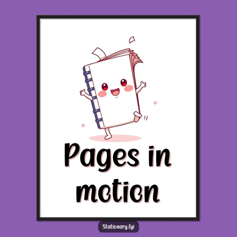 Funny Kawaii Notebook Cartwheel Poster - Dynamic Art for Your Walls!