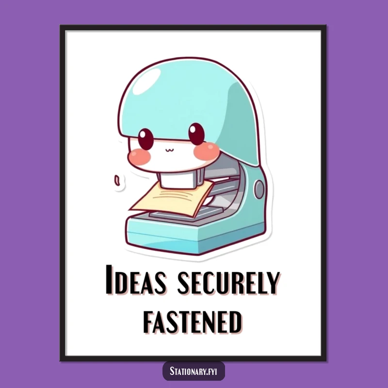 Funny Kawaii Stapler Poster: Office Powerhouse Art, Motivational Wall Decor Funny Gift