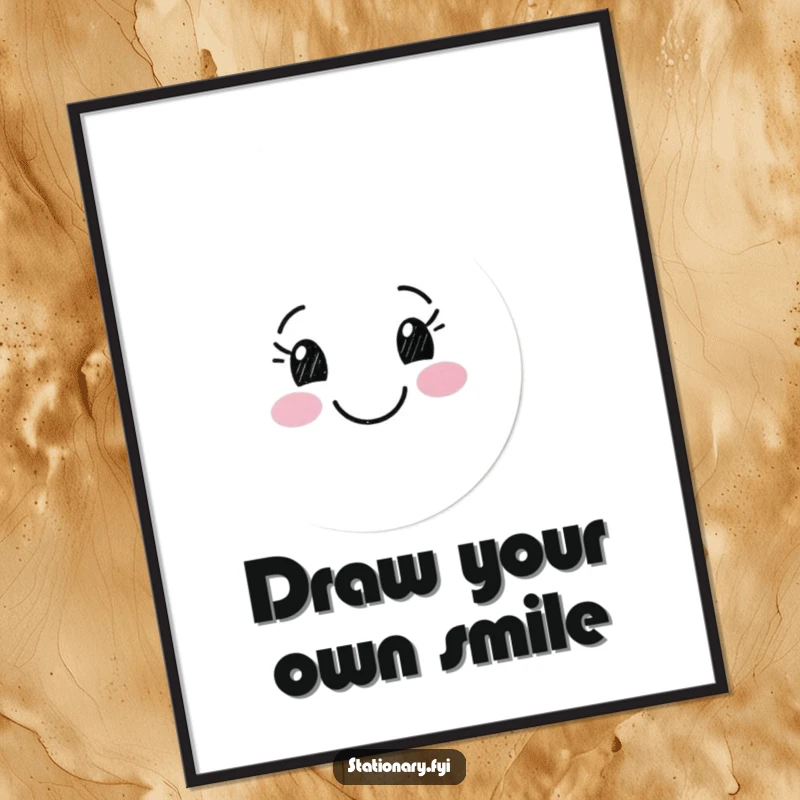 Funny poster of a happy marker character drawing a smiling face, adding a touch of artistic cheer to any room.