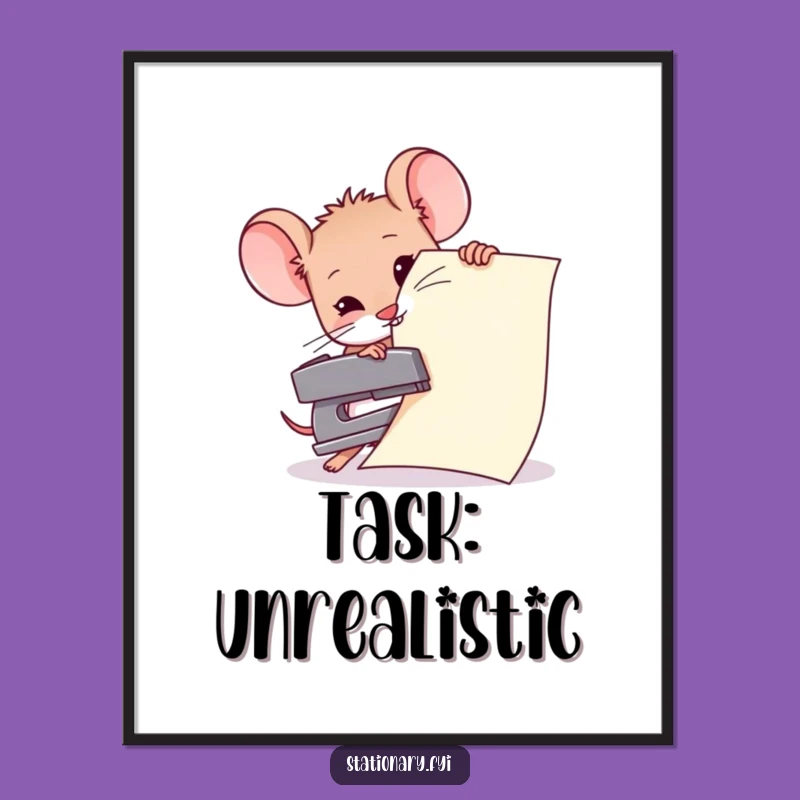 Funny Mouse Stapling Giant Paper Poster, Whimsical Wall Art for Any Room