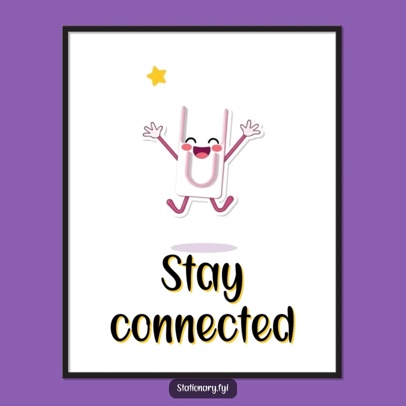 Funny Paperclip Jump Poster: Energetic Art for Your Walls