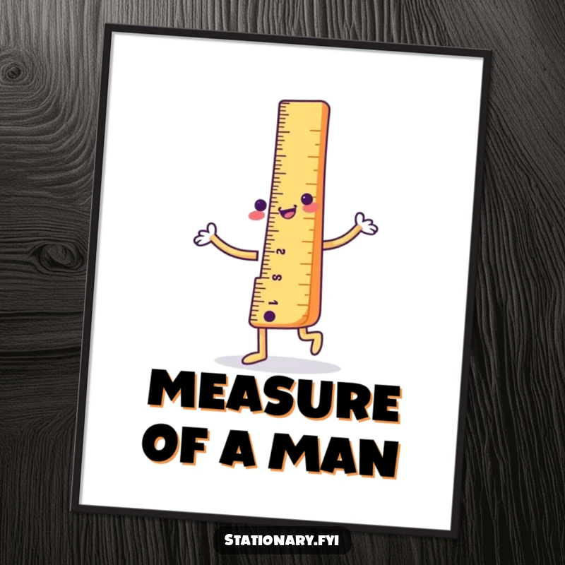 Funny Poster: A straight and happy ruler character in a jaunty dance, adding humorous geometric art to any room.