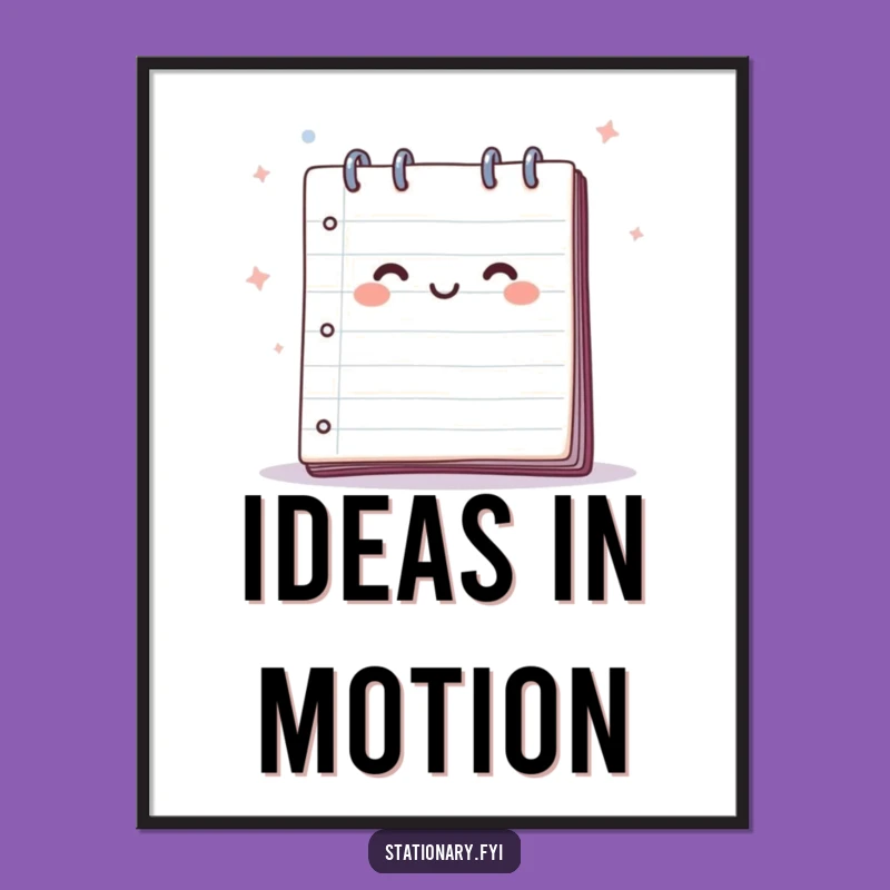 Happy Notepad Breeze Art Print: Inspiring Stationery Humor for Your Walls.