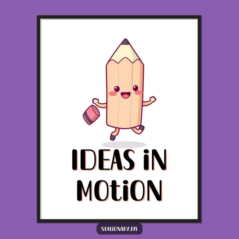 Funny Kawaii Pencil Skipping Poster - Add Pep to Your Walls!