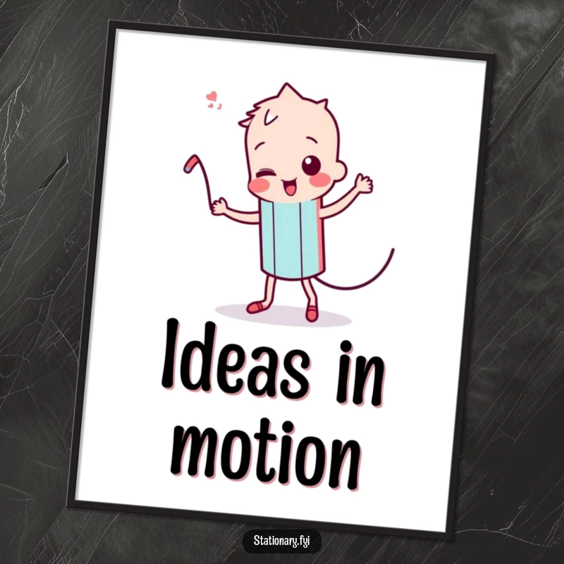 Funny Kawaii Pencil Poster: A whimsical depiction of a pencil character dancing energetically with a wiggling lead.