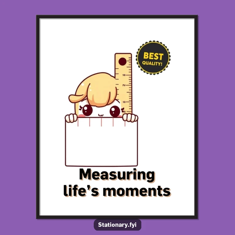Funny Shy Ruler Poster: Decorate with Gentle Humor and Stationery Charm!