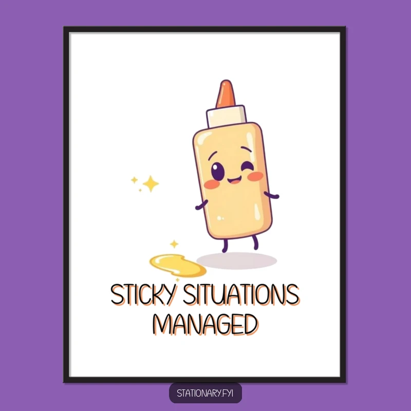 Funny Glue Stick Poster, Sparkle Trail Art, Crafty Decor Gift