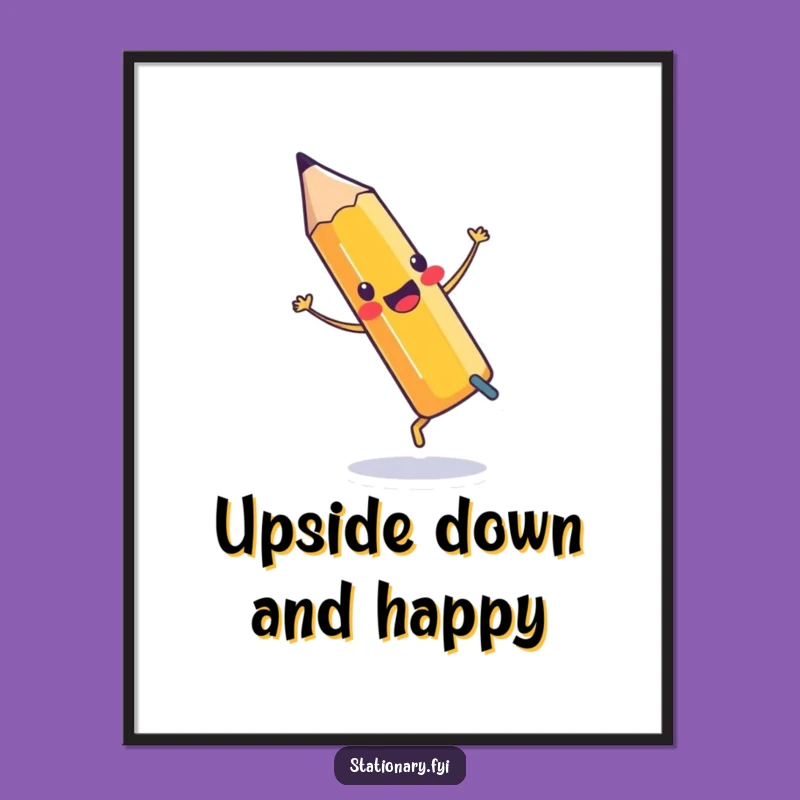 Funny Pencil Cartwheel Poster: Brighten Your Walls with Hilarious Stationery Art!