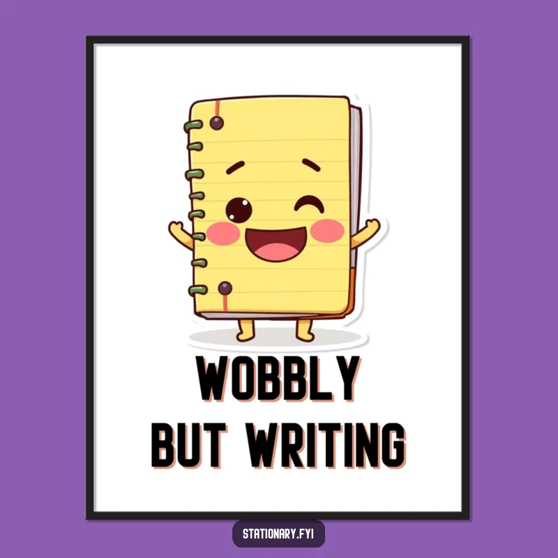 Funny Wobbly Notebook Poster - Big Smile Art Print for Whimsical Decor