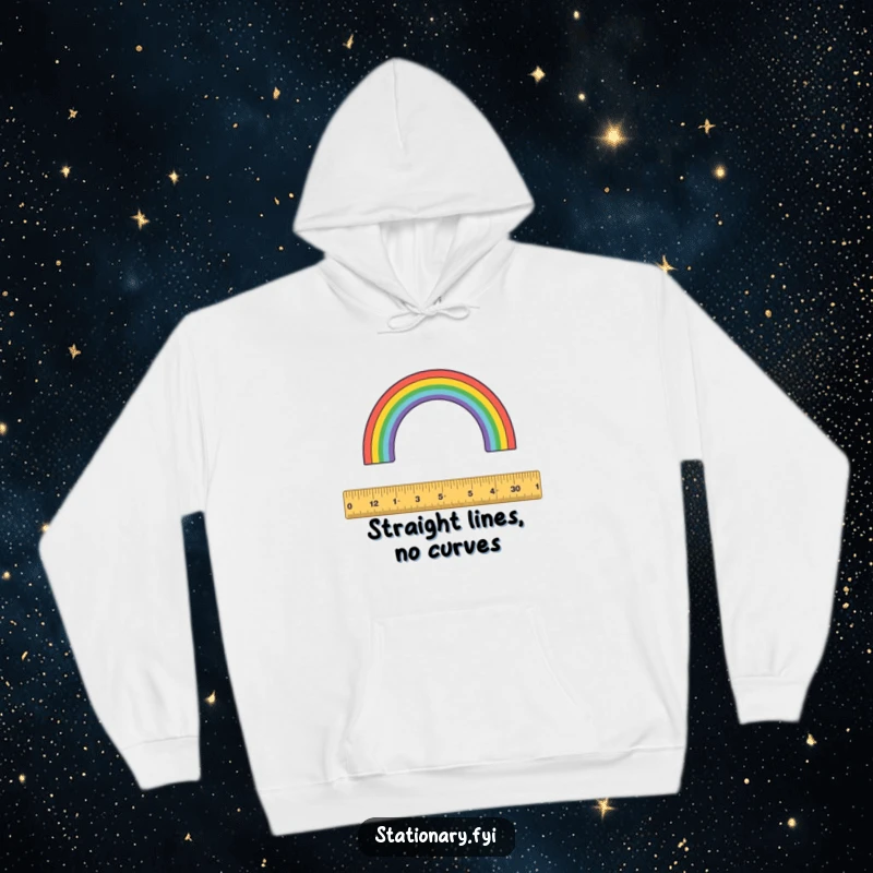 Funny hoodie: A diligent ruler measures a splendid rainbow arc, embodying precision and creativity.