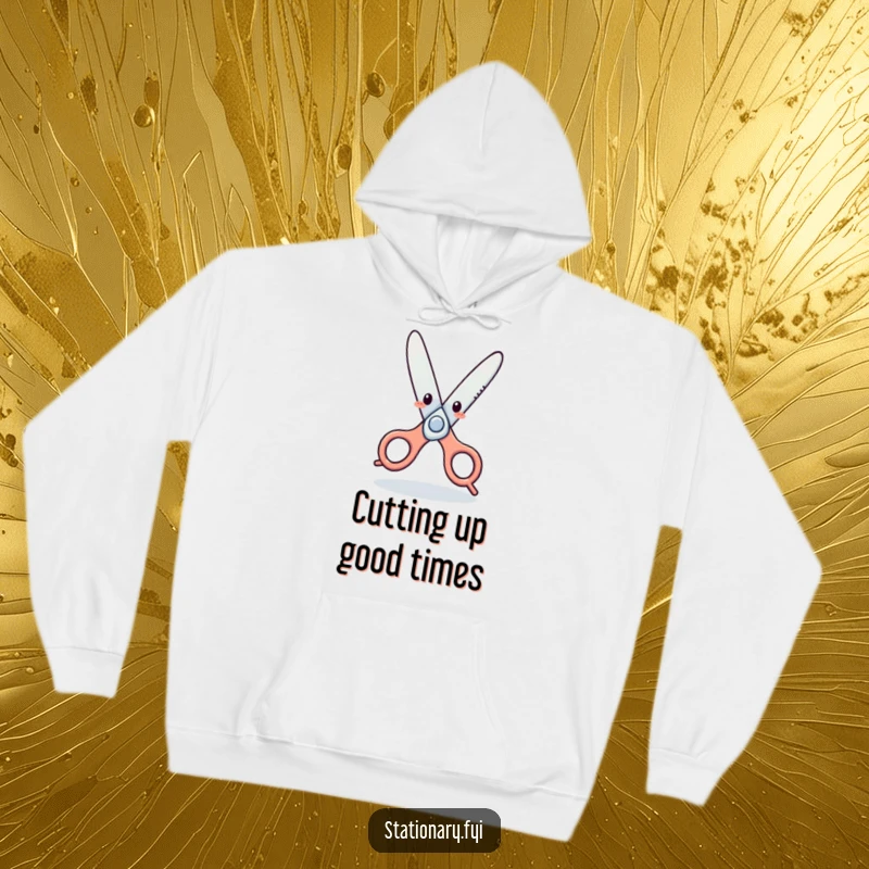 Funny Hoodie: A pair of animated scissors in a joyful dance pose, offering warmth and a big dose of laughter.