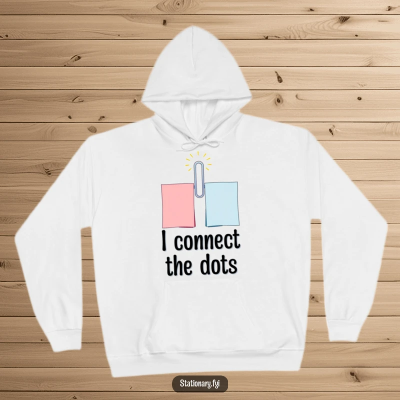 Funny Paperclip Hoodie: A smiling paperclip humorously connecting documents, offering warmth and office humor.