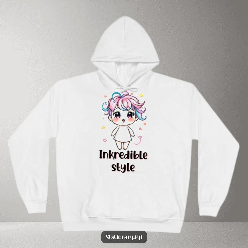 Funny hoodie featuring a delightful marker character drawing expressive, colorful swirls, perfect for cozy artistic vibes.