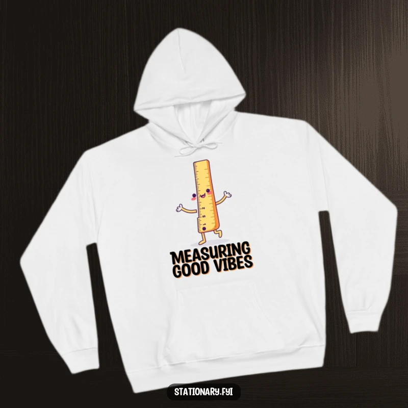 Funny Hoodie: A happy ruler character dancing with perfect alignment, offering warmth and a straight dose of humor.