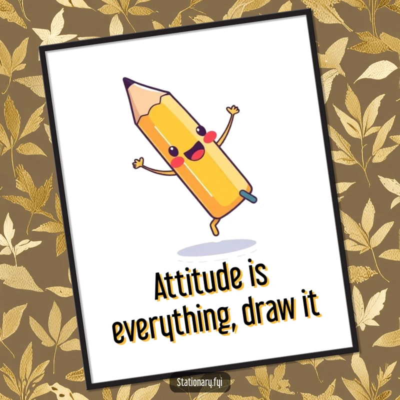 Free Printable Wall Art: A cheerful pencil performing a funny cartwheel, bringing joy to any wall.