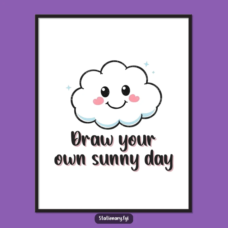 Funny Free Printable Kawaii Marker Art - Cheerful Cloud Drawing Downloadable Decor!