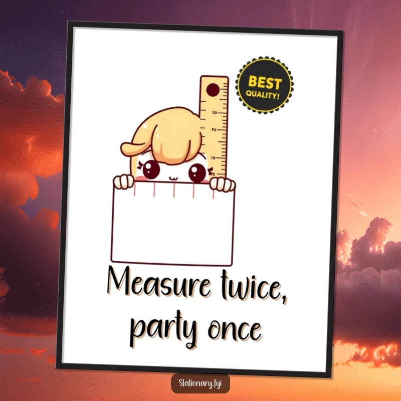 Free Printable Wall Art: A shy ruler peeking from behind a notebook, adding a touch of sweet humor.