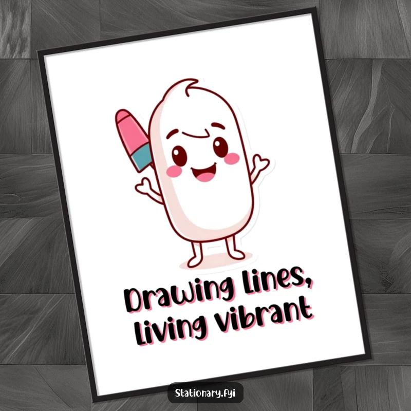 Funny Free Printable Marker Wall Art: A bouncing marker character creates a vibrant, wavy line, adding artistic flair.