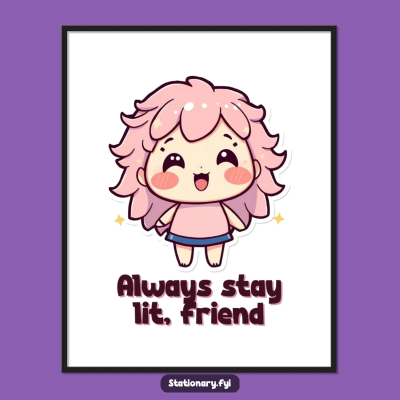 Free Printable Wall Art: Funny Highlighter Character Radiating Joy Downloadable Gift