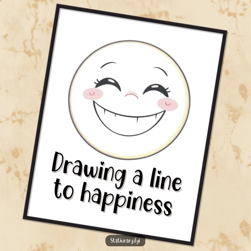 Funny Free Printable Wall Art: A grinning pencil artistically draws an enormous, cheerful smiley face, radiating positivity and fun.
