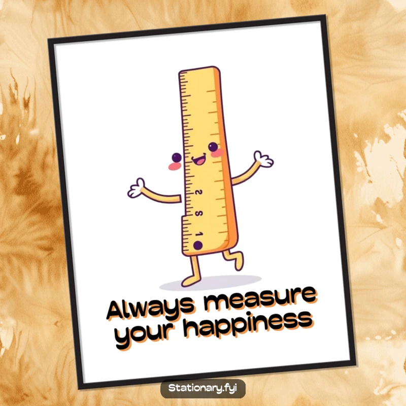 Funny Free Printable Wall Art: A happy ruler character in a straight pose, dancing with precise, cheerful energy.