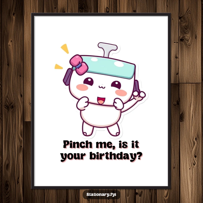 Free Printable Wall Art: A kawaii binder clip character performs a playful pinch, adding a touch of quirky charm and personality.