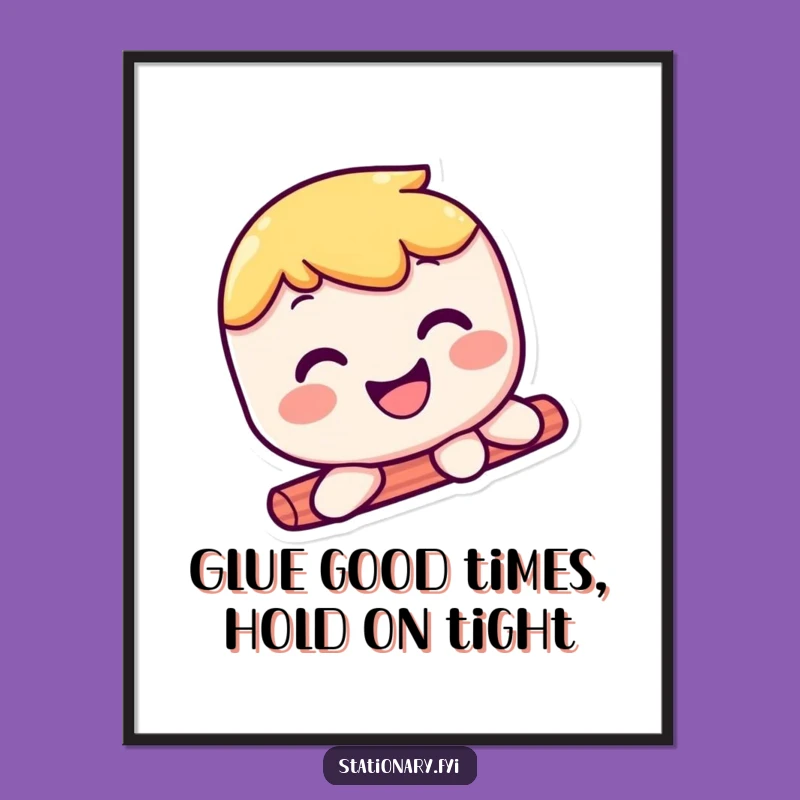 Free Printable Wall Art: Kawaii Glue Stick Slide, Smooth Downloadable Decor